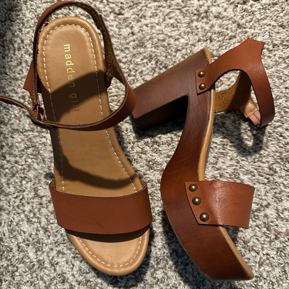 Madden Girl Brown Block Heel Sandals